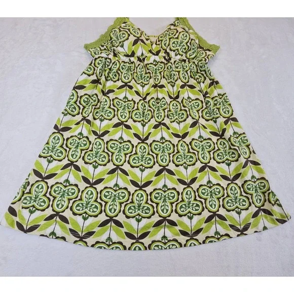 Vintage Y2K Womens Medium Baby Doll Lace Tank Top Green Floral 90s Bella Swan - Picture 3 of 10